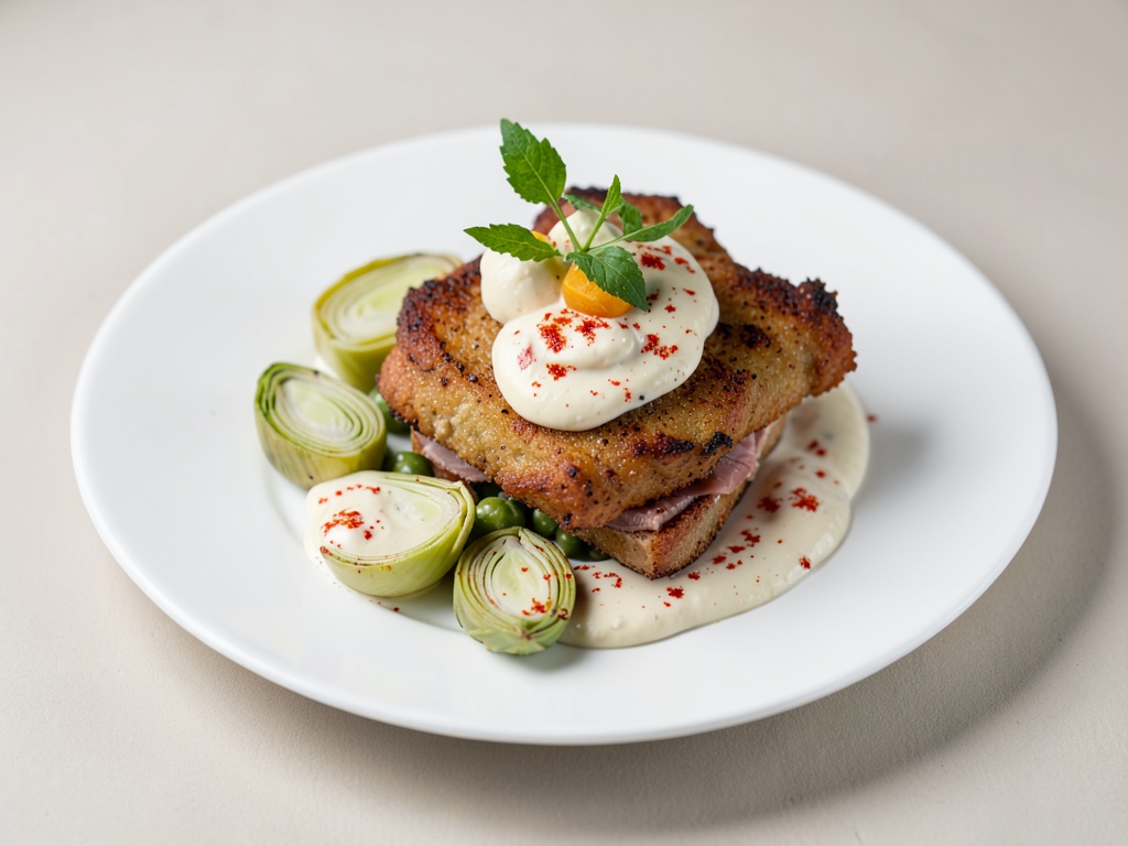 Panini con schnitzel, carciofi e crema di peperoni