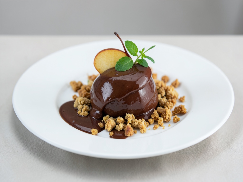 Cremige Schoko-Birne mit Spekulatius-Knusper