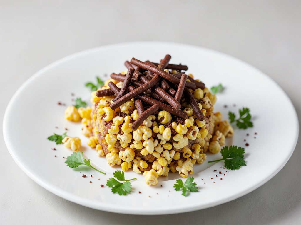 Palomitas crujientes con topping de pretzel y chocolate