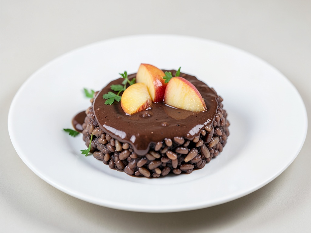 Riz au chocolat à la pêche