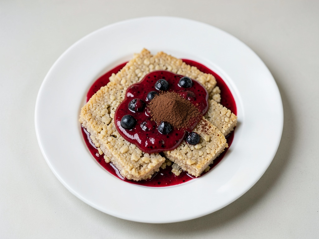 Cubetti di Polenta al Cioccolato con Salsa Fresca alle Fragole
