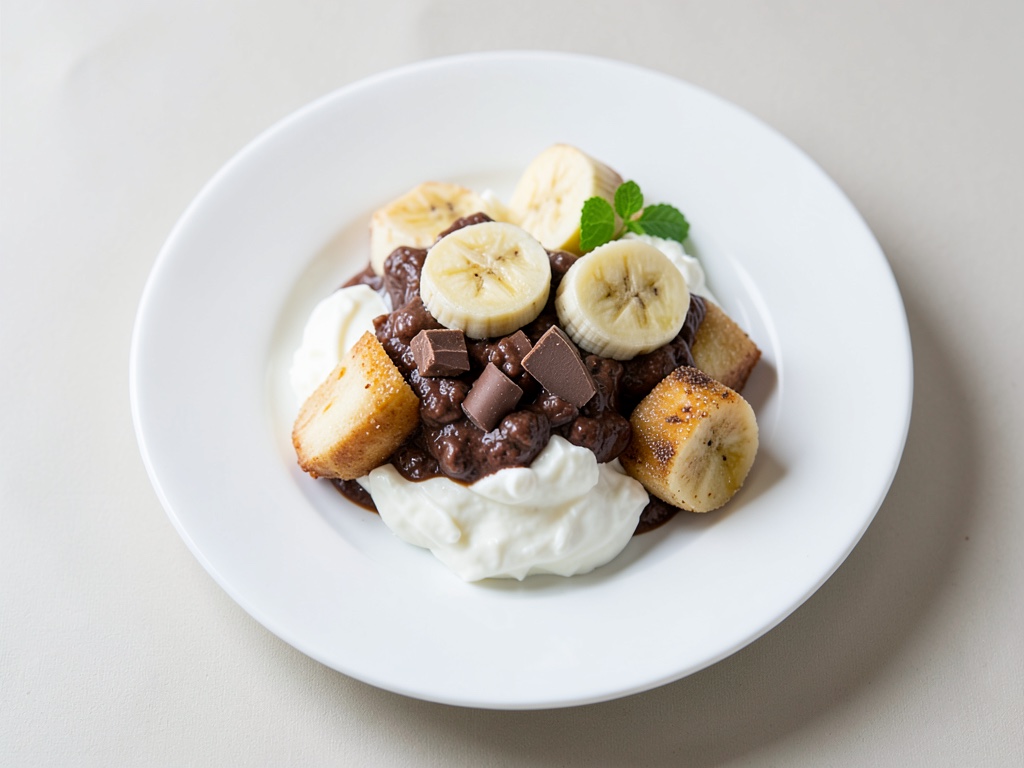 Quark con chocolate y plátanos