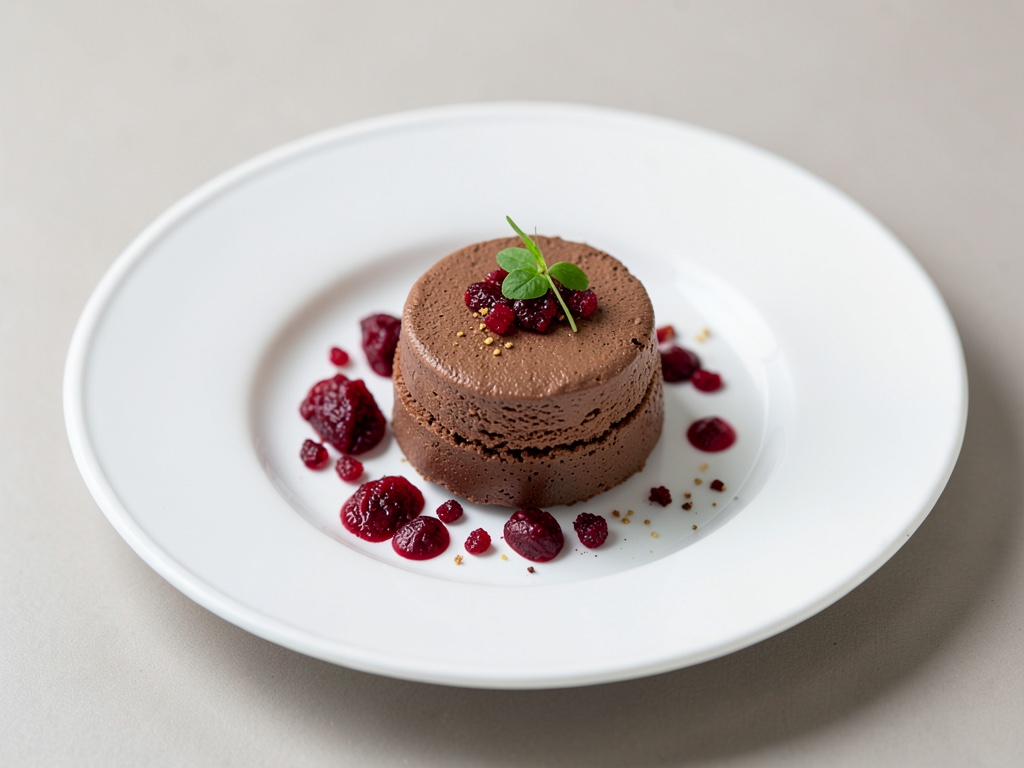 Mousse al cioccolato con barbabietola rossa candita
