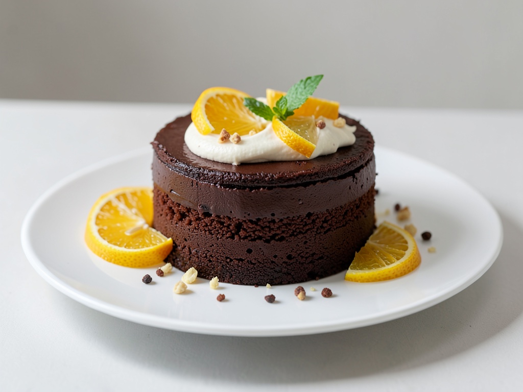Torta al cioccolato e panna con arance