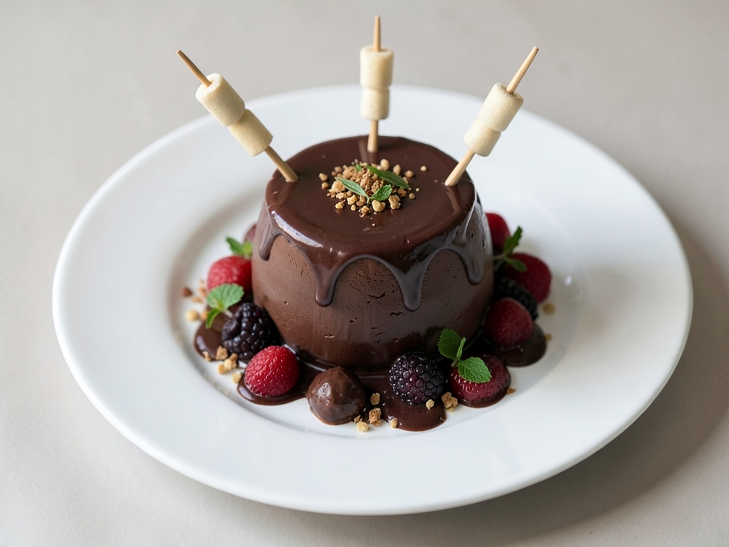 Schoko-Fondue mit Marshmallow-Spießen