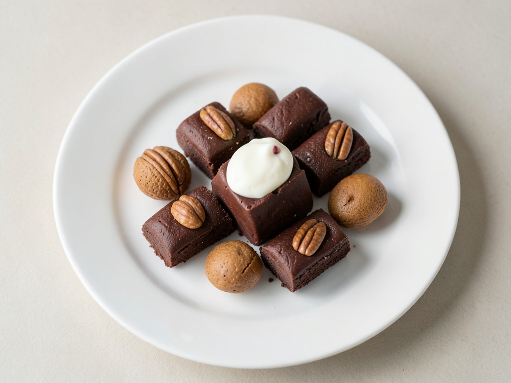 Praline al burro di cioccolato fondente e pecan con crema al cioccolato