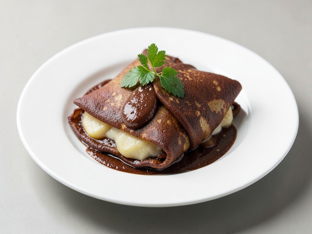 Schokoladen-Crepes mit Birnenfüllung