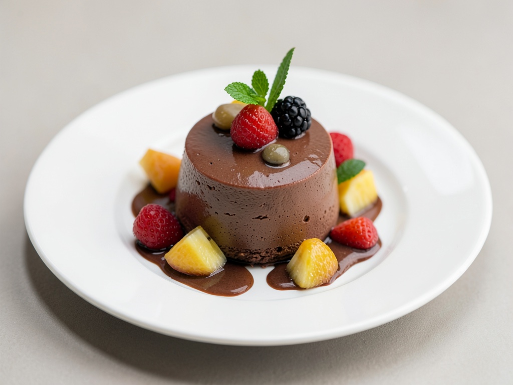 Klassische Schokoladenmousse mit Obst