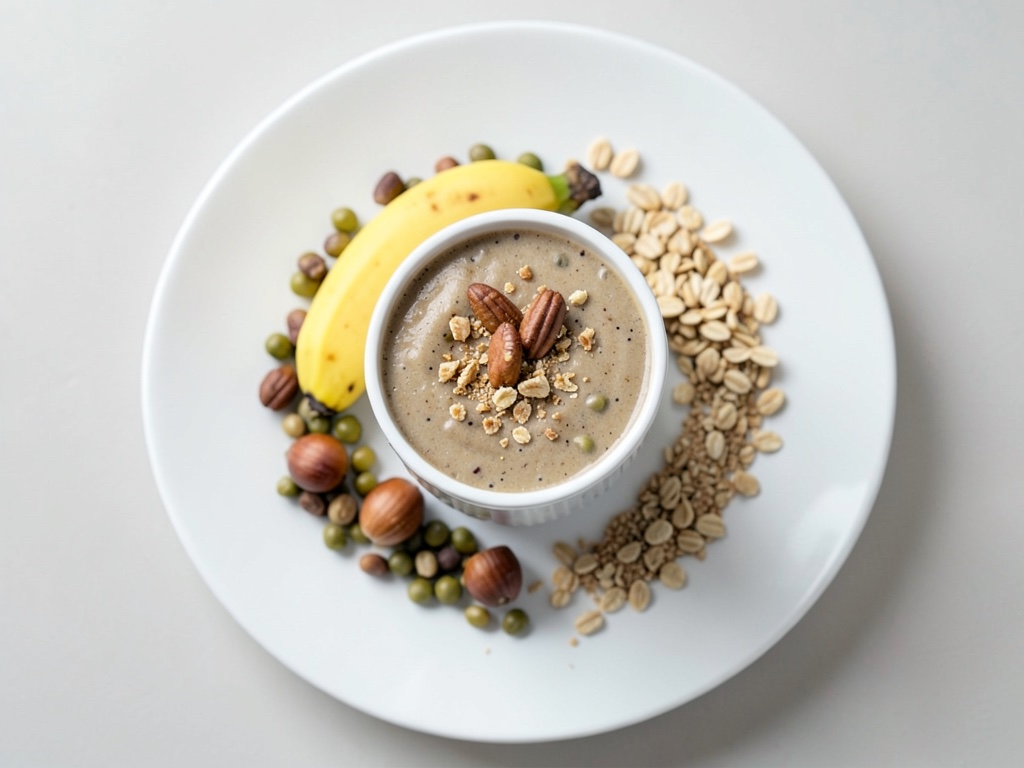 Batido cremoso de chocolate y plátano con garbanzos