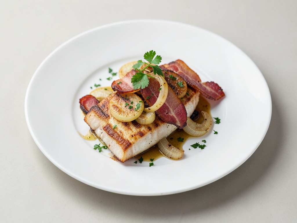 Merluzzo fritto classico con pancetta e cipolle