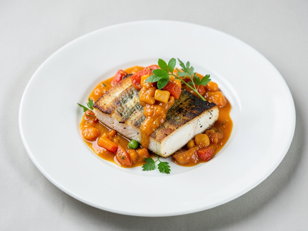Sole poêlée avec sauce légumes aux agrumes