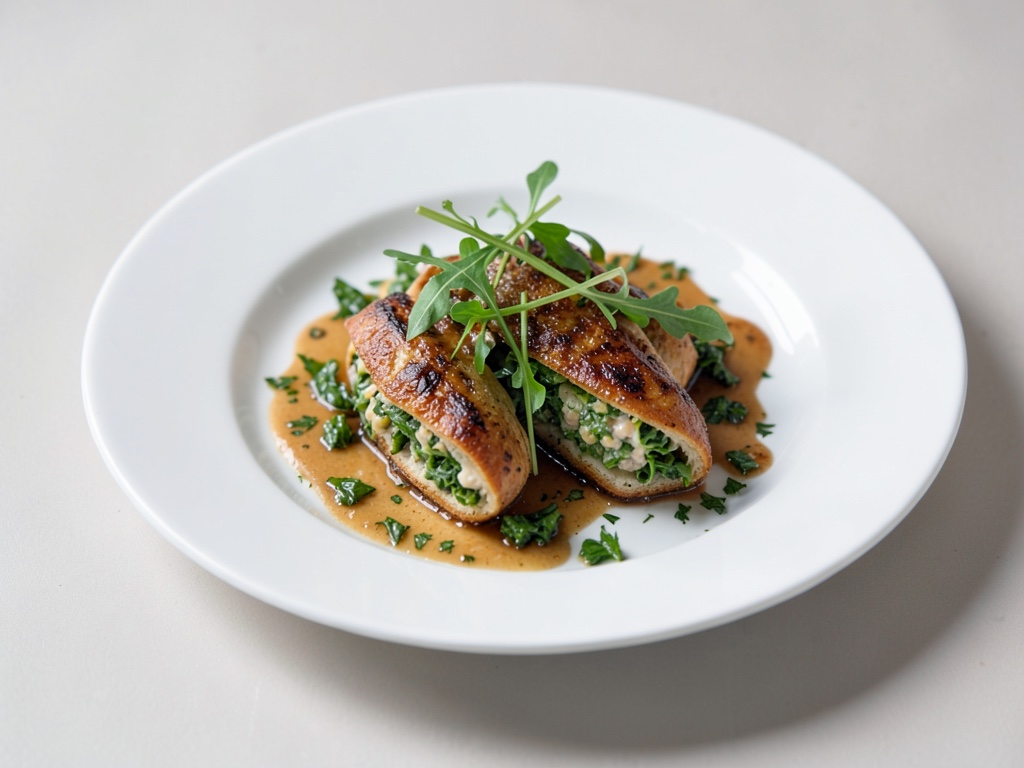 Roulé di sogliola ripieni di rucola