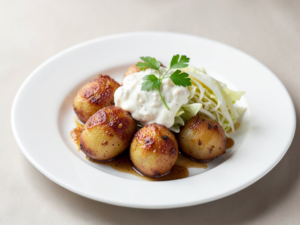 Polpette di patate croccanti con cavolo bianco cremoso
