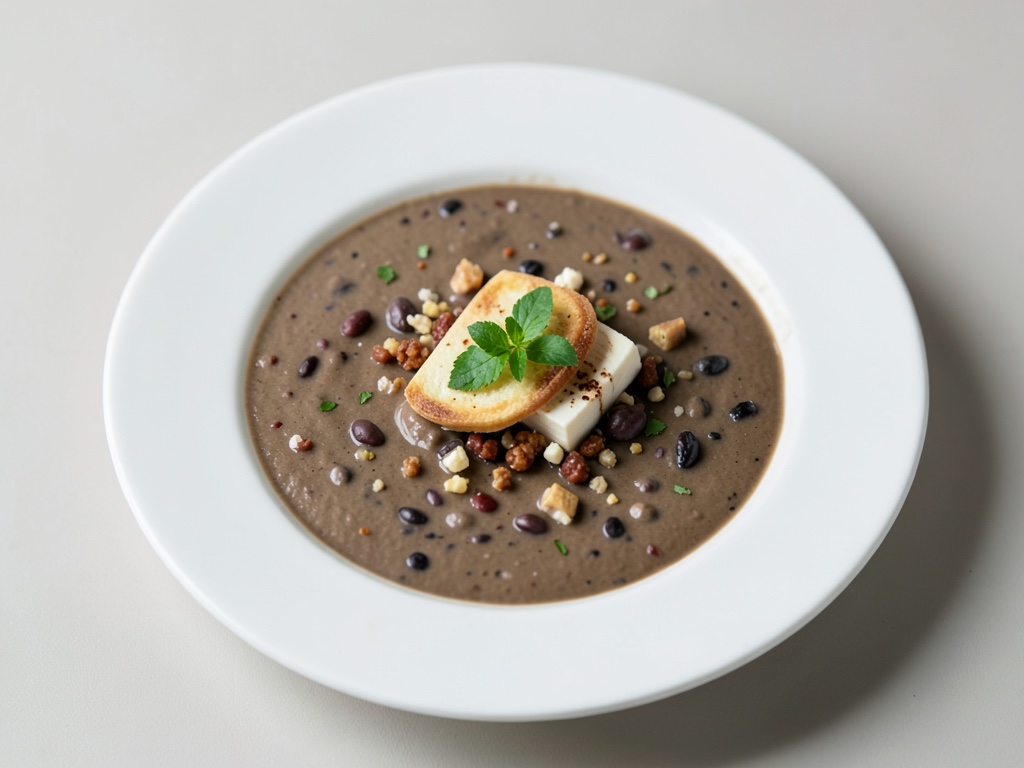 Zuppa cremosa di fagioli neri con tofu