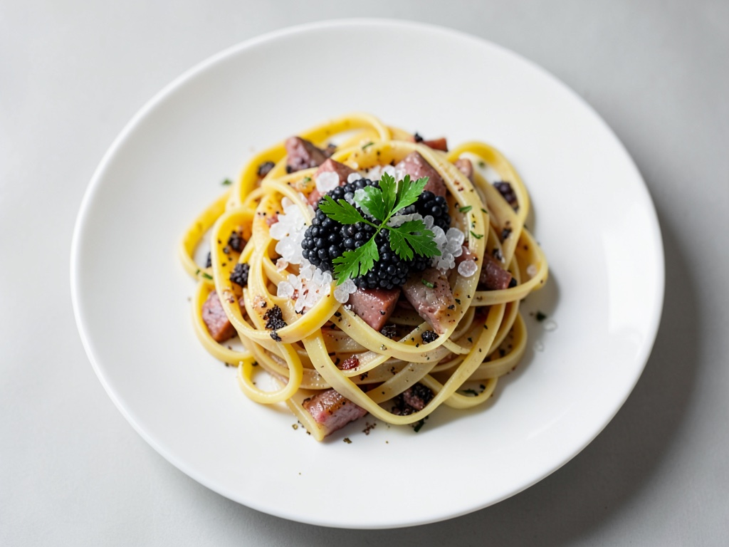 Linguine nere con caviale