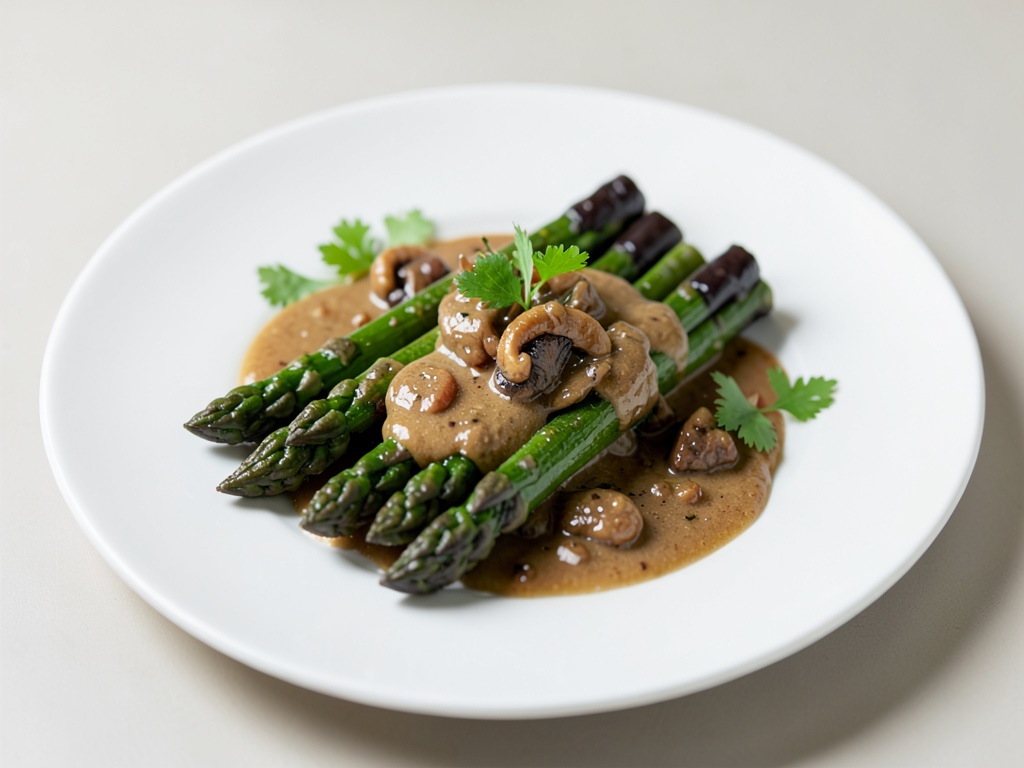 Radici di nero con salsa di funghi morelli
