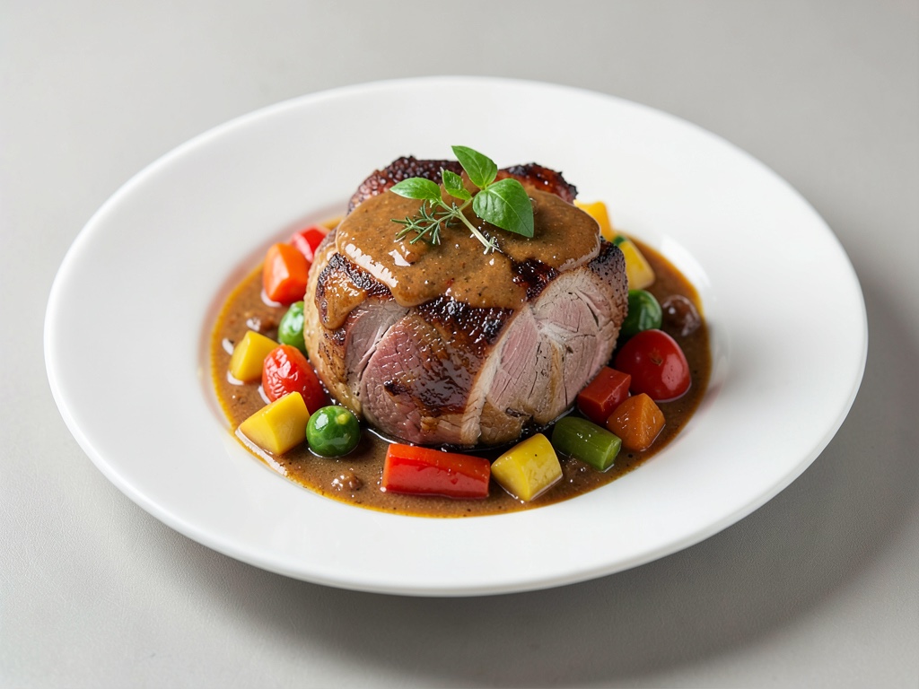 Braciola di maiale succosa con salsa di verdure