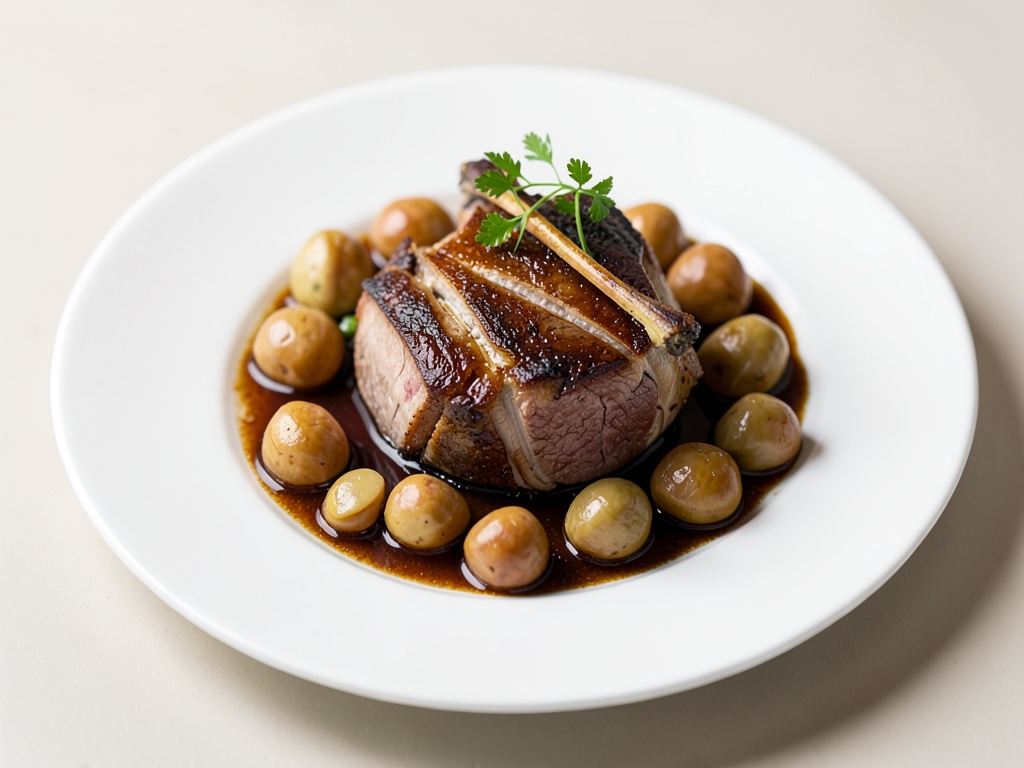 Rôti de porc juteux aux marrons