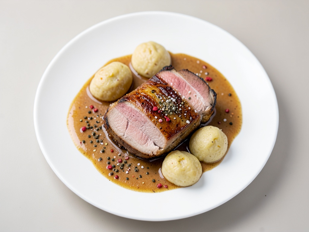 Suculento arrosto di maiale con gnocchi di patate fatti in casa