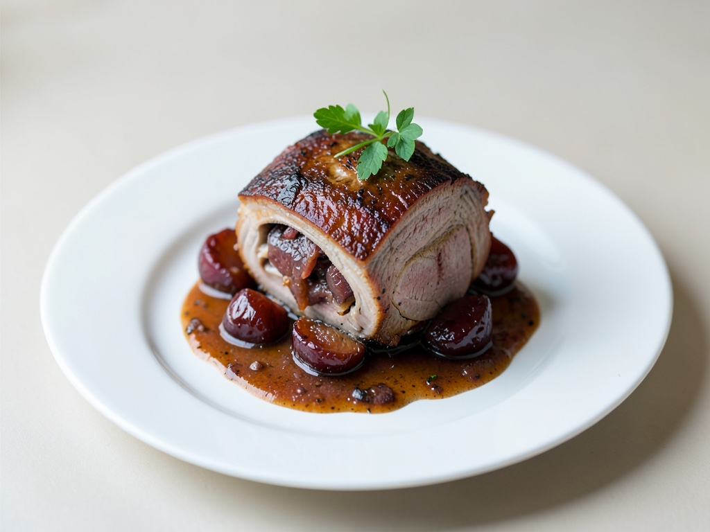 Braciola di maiale succosa al ripieno di prugne