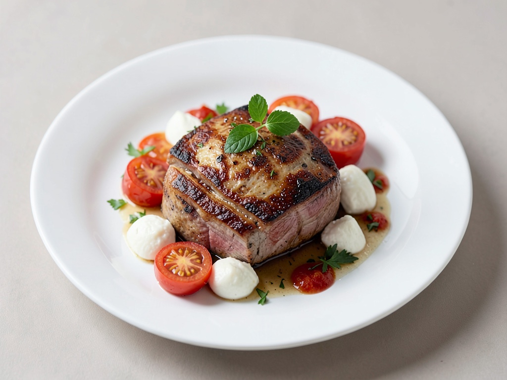 Lomo de cerdo al horno con tomate y mozzarella