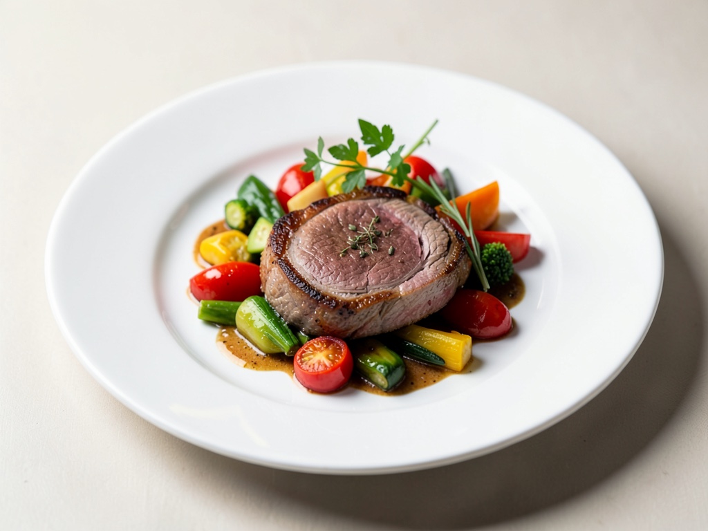 Filetto di maiale tenero con verdure di peperoni colorate