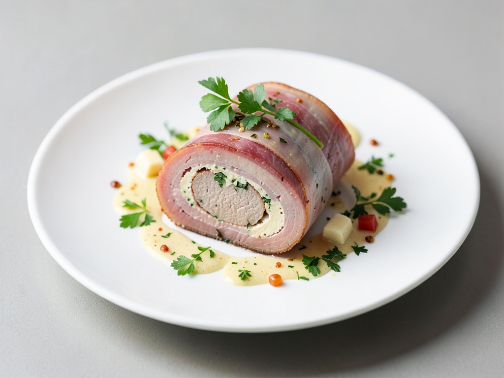 Rotelle di filetto di maiale con prosciutto e burro alle erbe