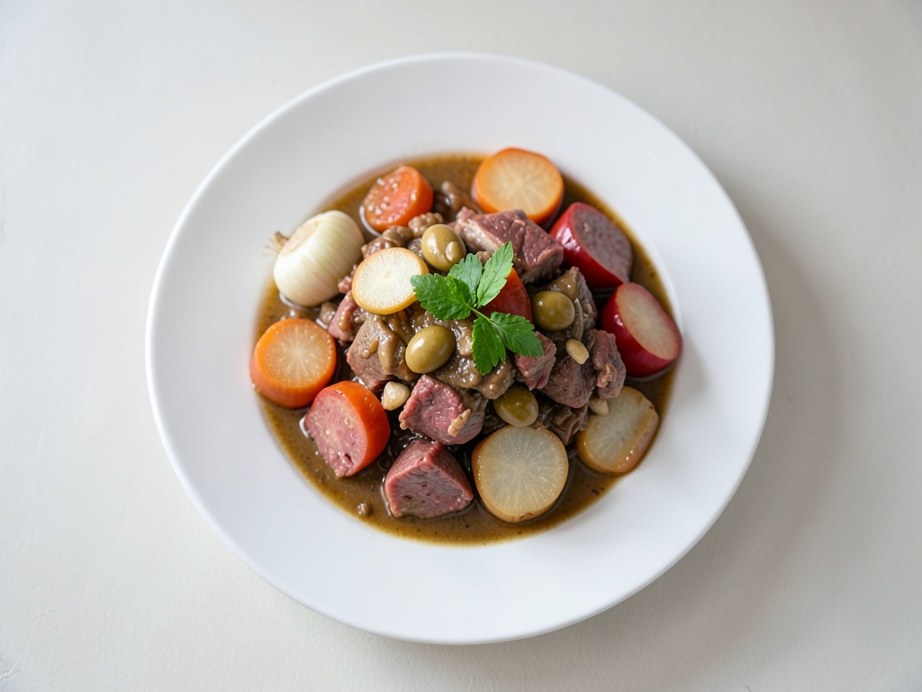 Gulasco di maiale saporito con verdure