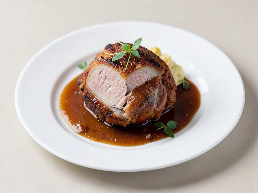 Knuspriger Schweinebraten mit Sauce