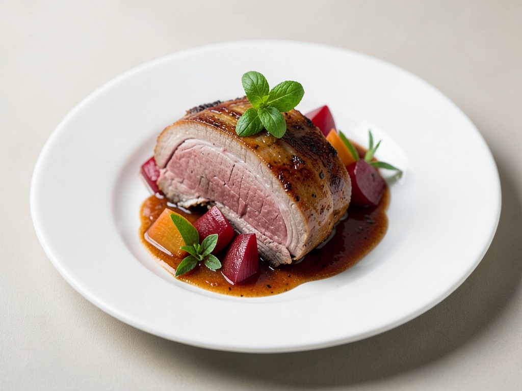 Fondant filet de porc à la rhubarbe aigre-douce