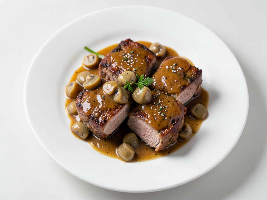 Zarte Schweinemedaillons mit Champignon-Cremesauce und Spätzle