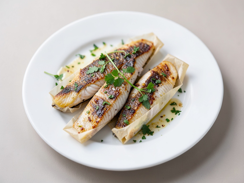 Filetti di branzino cotti in forno in pacchetti di carta