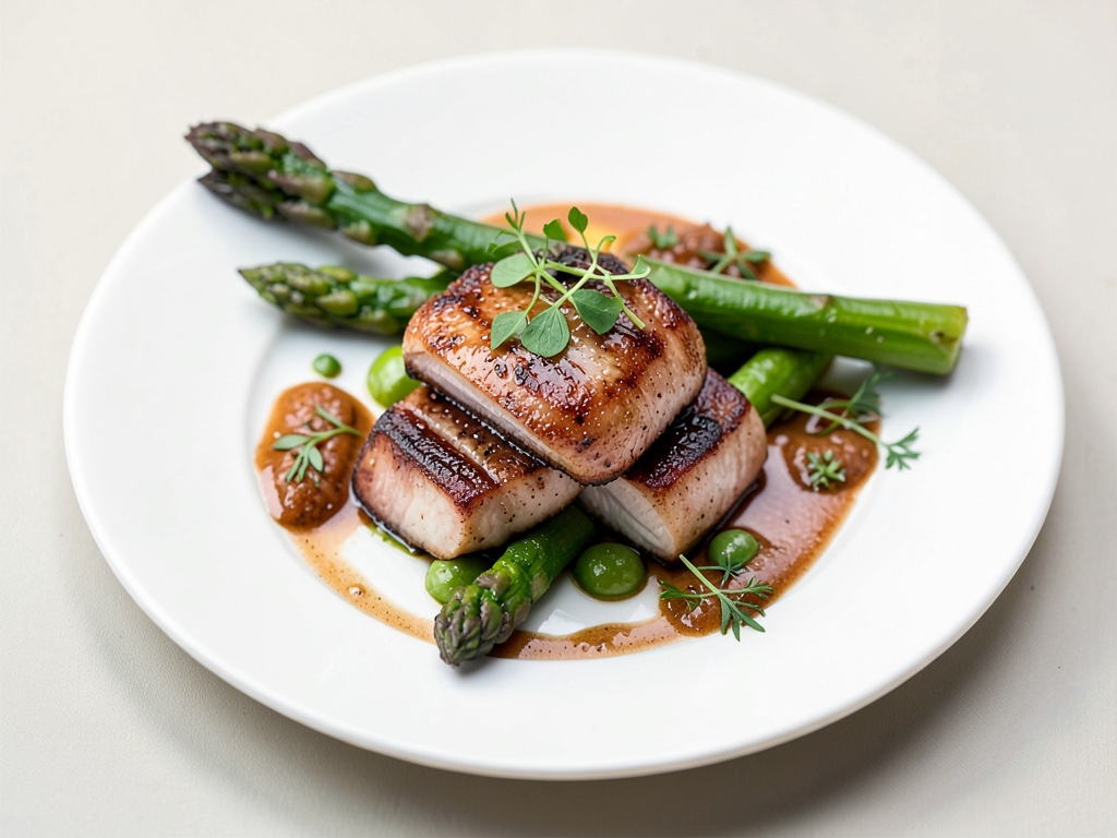 Branzino con asparagi verdi
