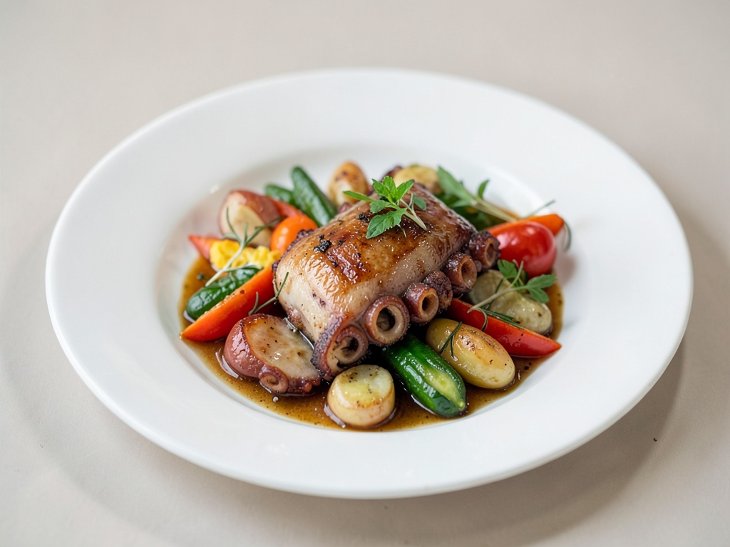 Luccio con verdure mediterranee