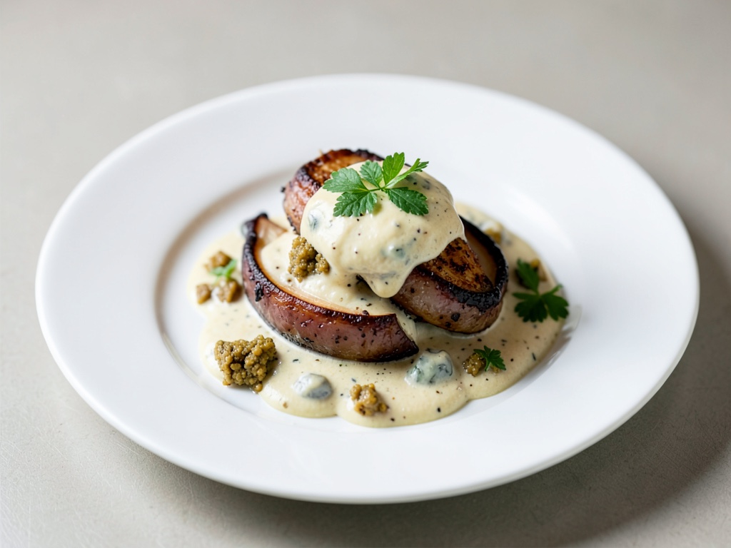 Luccio con salsa di crema e morelle