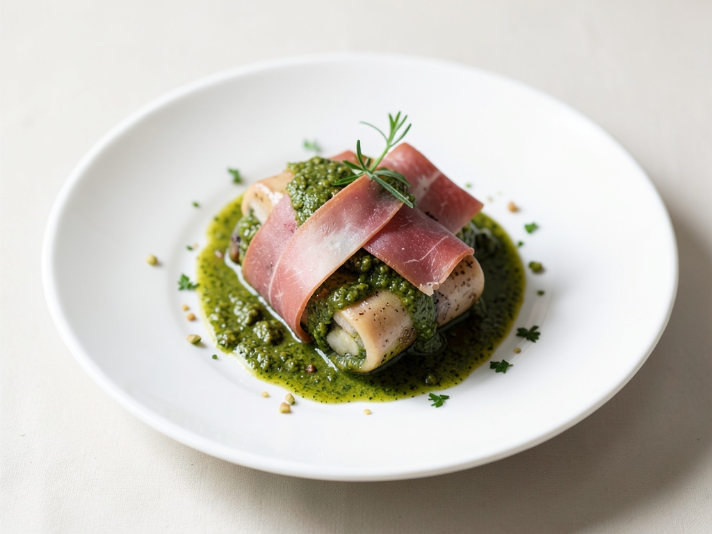 Filetti di palombo avvolti nel prosciutto al pesto