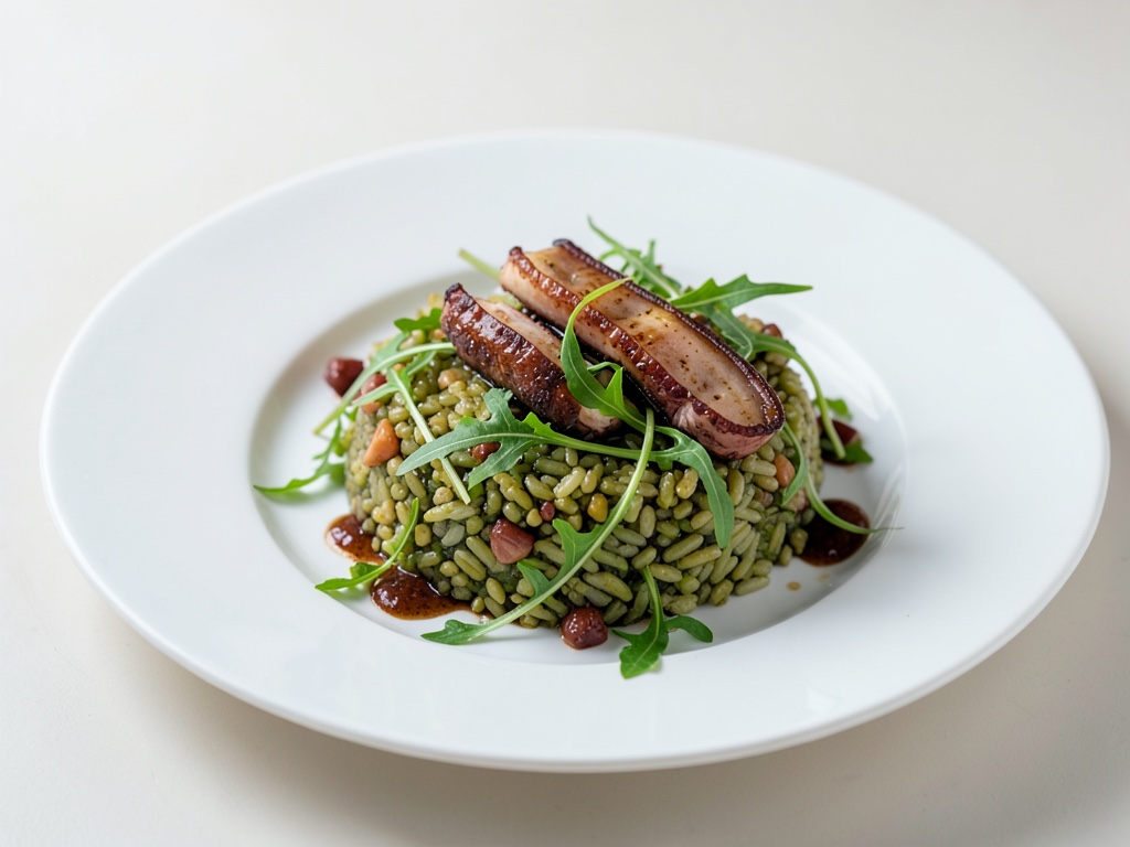 Lotte au riz sauvage et roquette