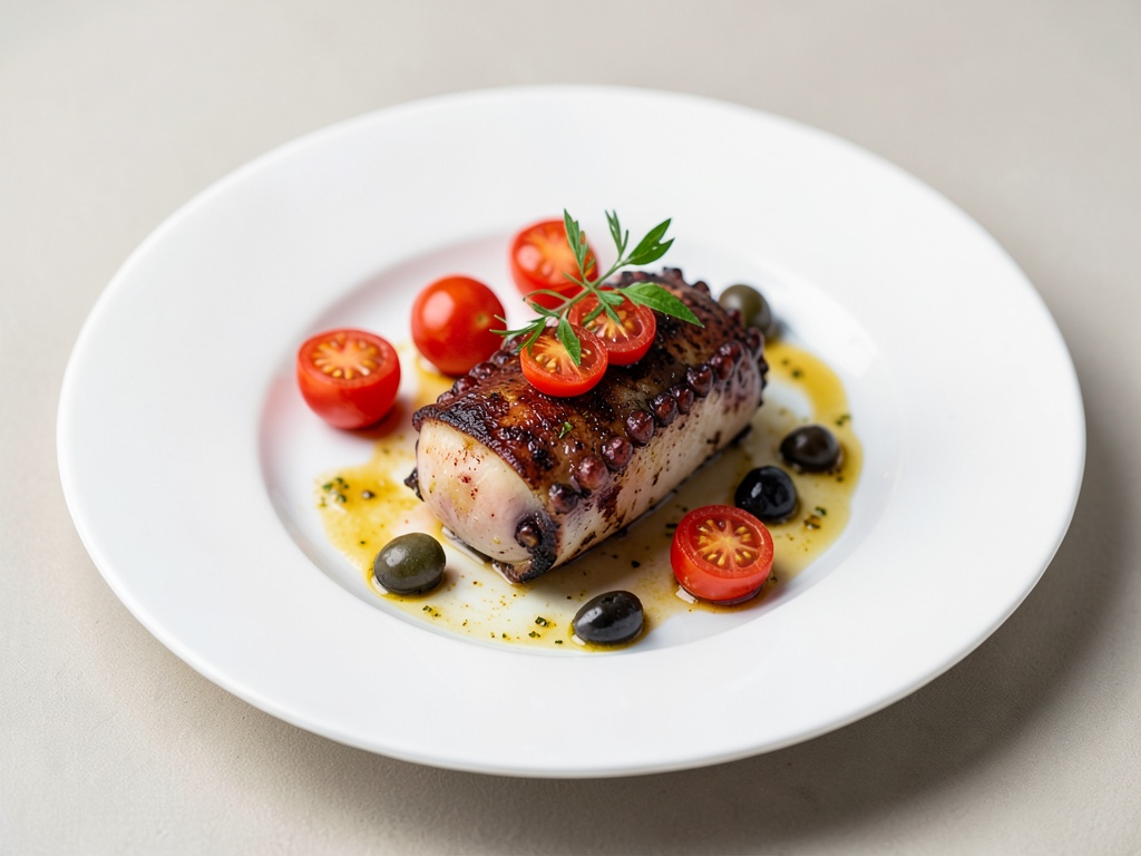 Seeteufel mit Cocktailtomaten und Oliven