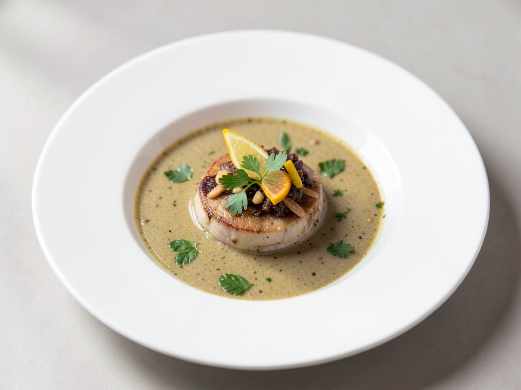Sopa aromática de rape con toque cítrico