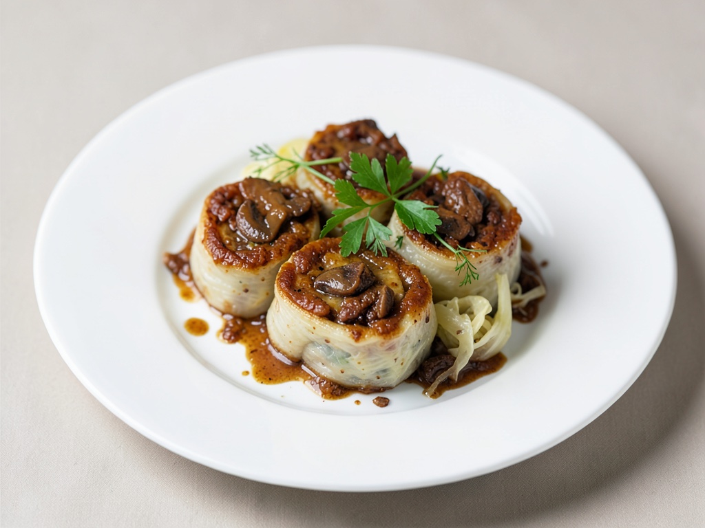 Rotoli di platessa con cavolo cappuccio stufato
