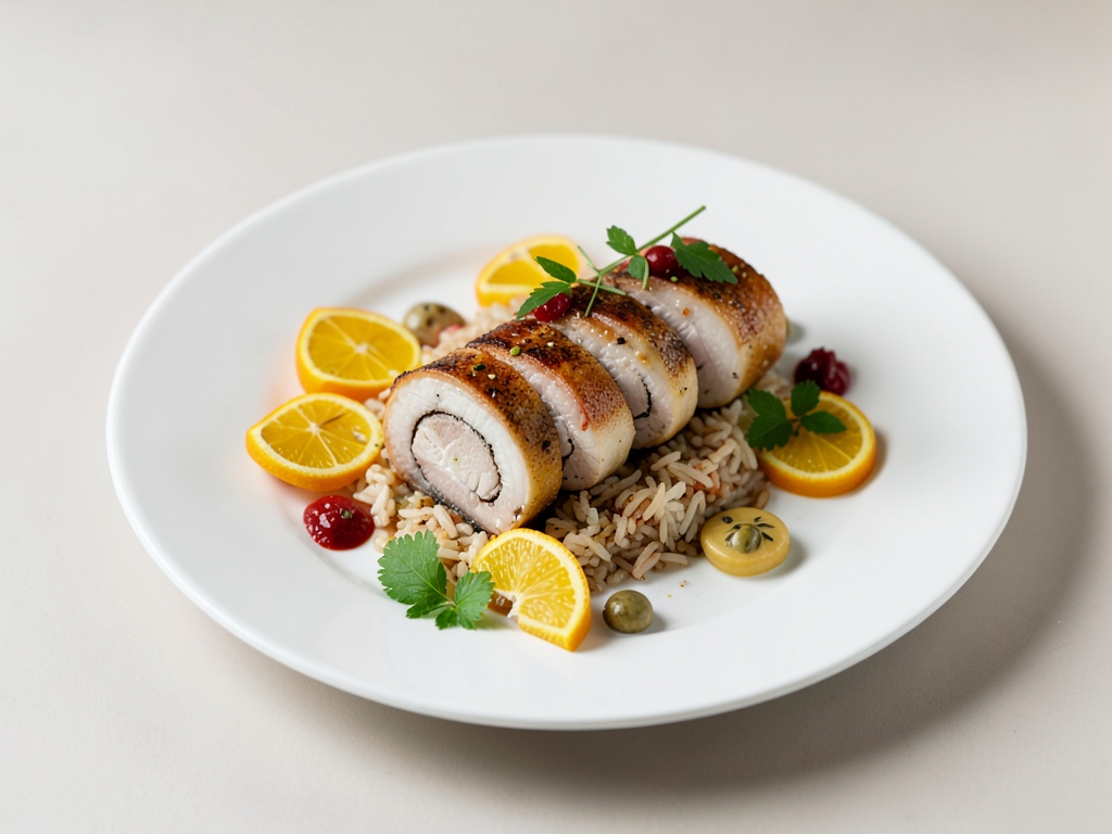 Rotolini di sogliola con arance e riso