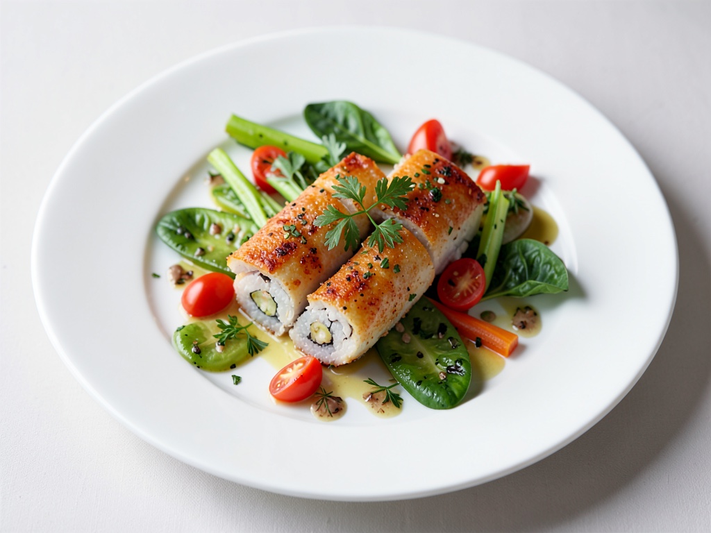 Roulé di sogliola con verdure primaverili