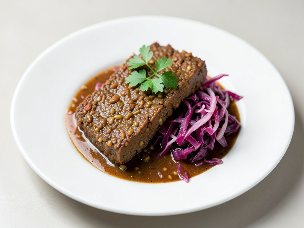 Seitan salé avec chou rouge sucré-acidulé