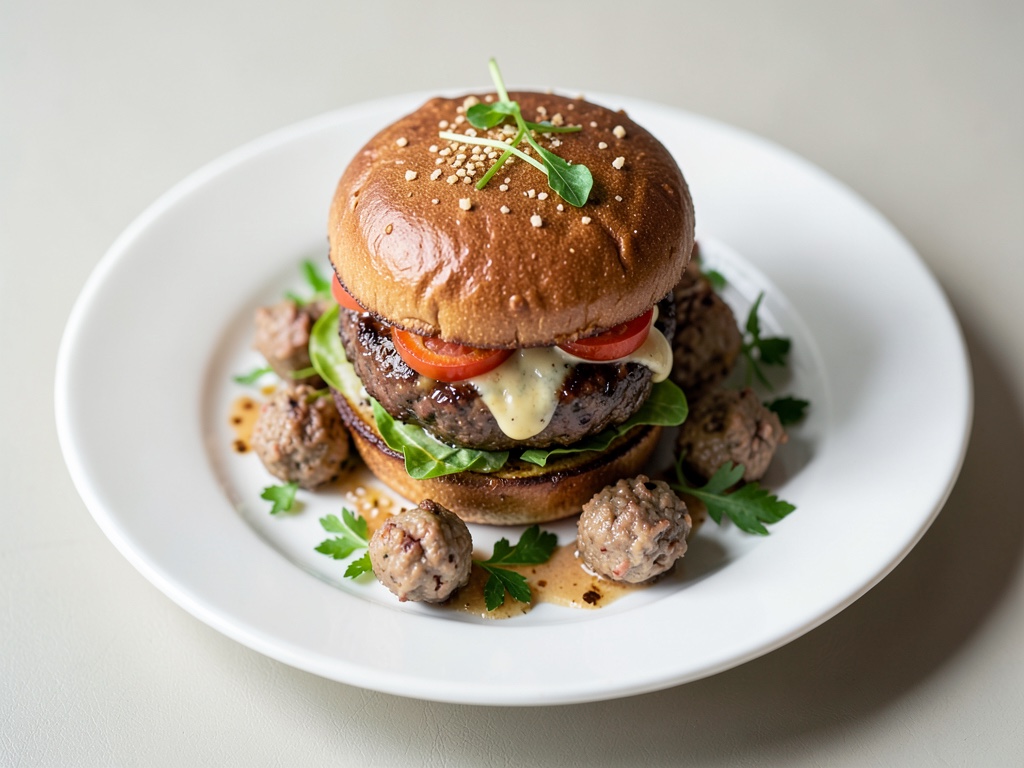 Burgers maison avec boulettes de viande au fromage blanc