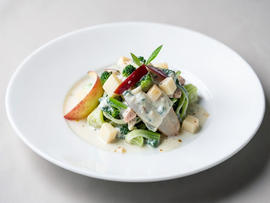 Insalata cremosa di sedano cappuccio con mela e formaggio