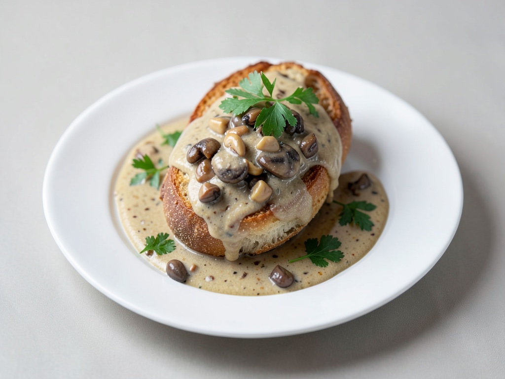 Knödel di pane e fagioli con salsa ai funghi