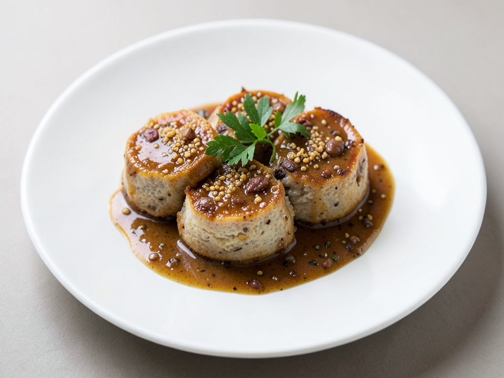 Polpette di pane bianco in salsa di crema e chanterelles