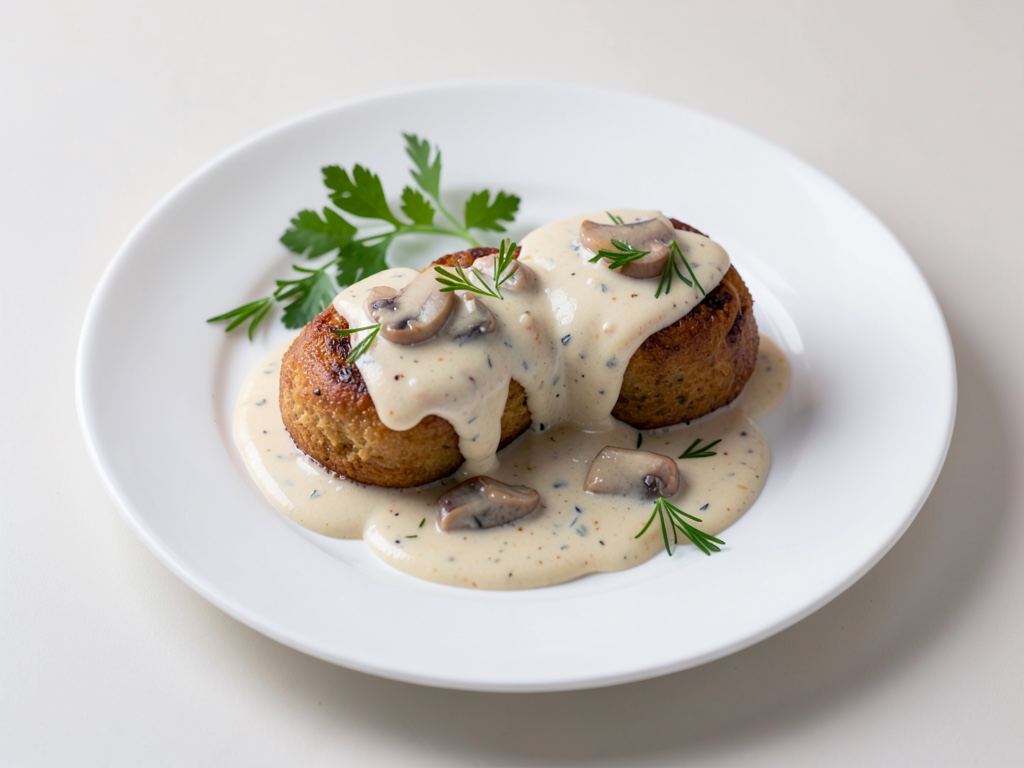 Polpette di pane con crema di funghi