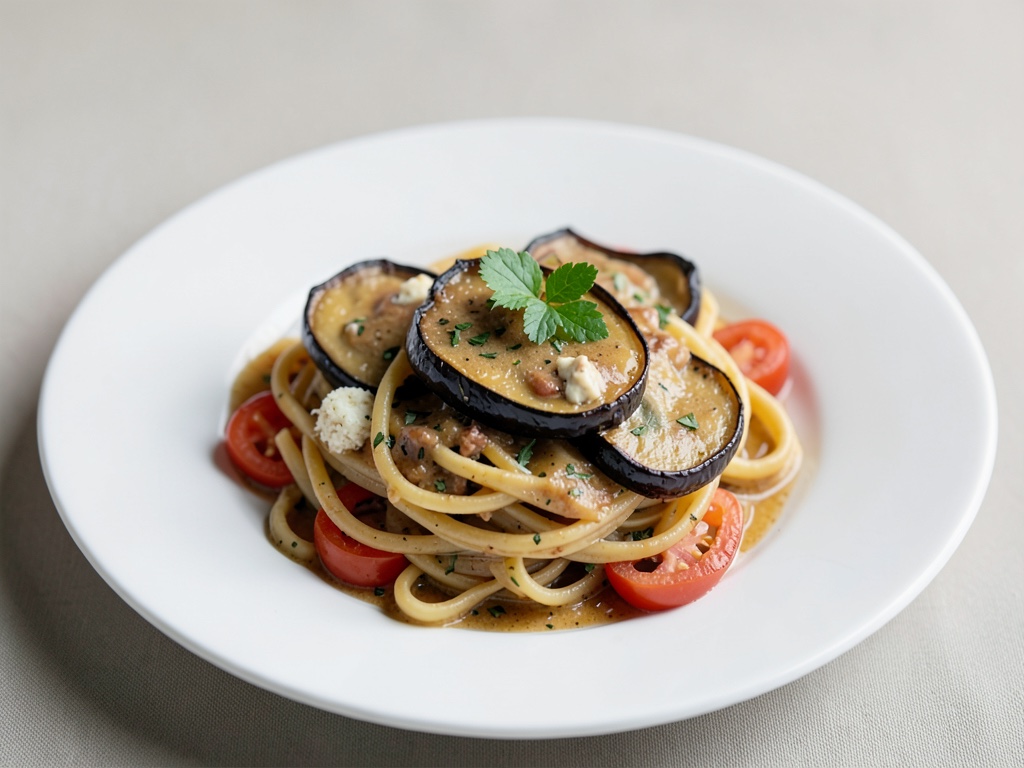 Auberginen-Pasta mit Knoblauch