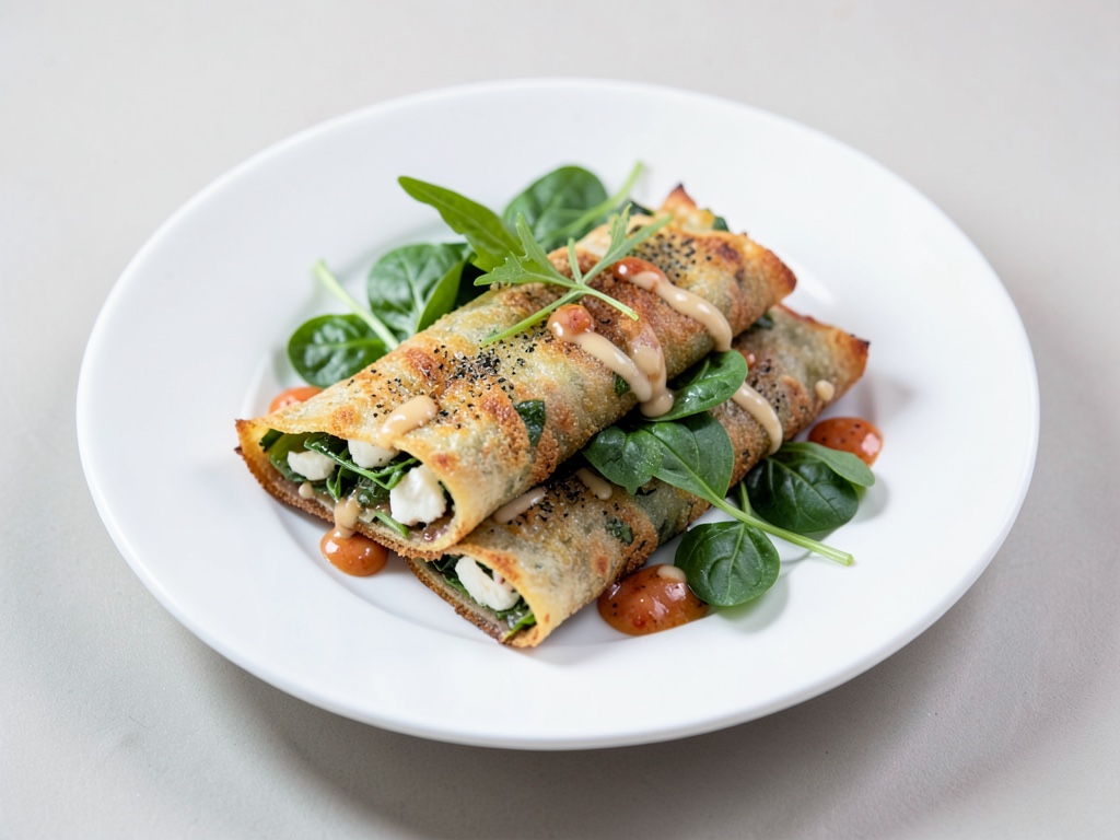 Wraps croccanti al sesamo con spinaci e mozzarella